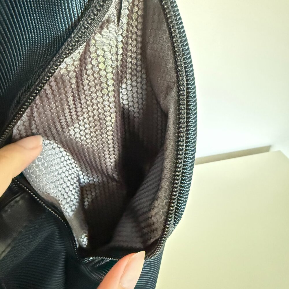 Mont Blanc Backpack Navy Blue Black Leather Trim Computer Slot - Picture 6 of 8